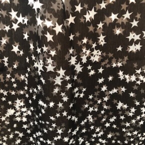 3/$15 Vintage One Star Brand Oblong Spangled Black White Stars Large Small Scarf - Picture 3 of 6
